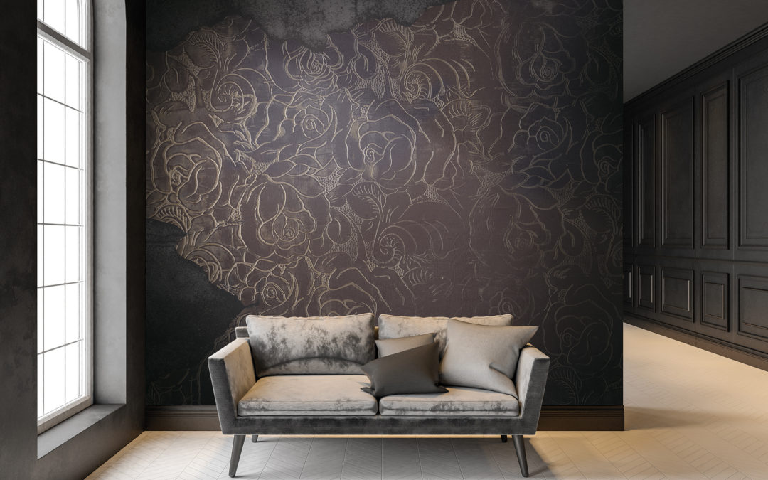 Modern wallpaper installation with geometric patterns